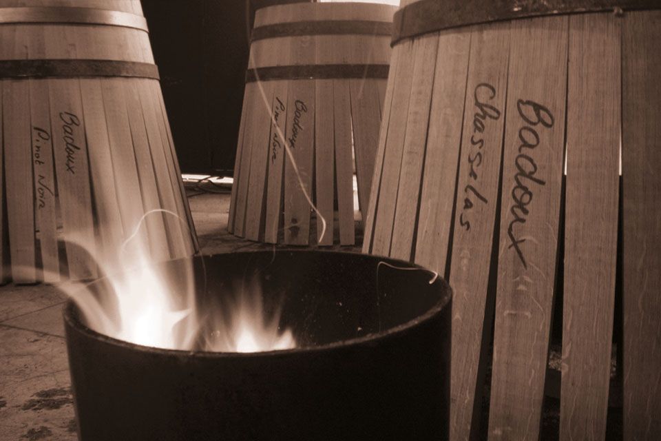 Barrel being toasted